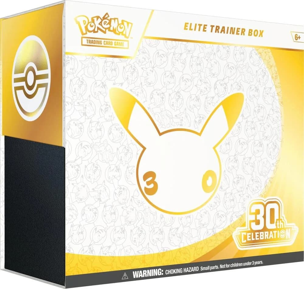Elite Trainer Box Pokémon 30th Celebration français scellée, fond studio clair
